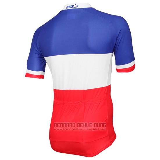 2017 Fahrradbekleidung FDJ Blau Champion Frankreich Trikot Kurzarm und Tragerhose